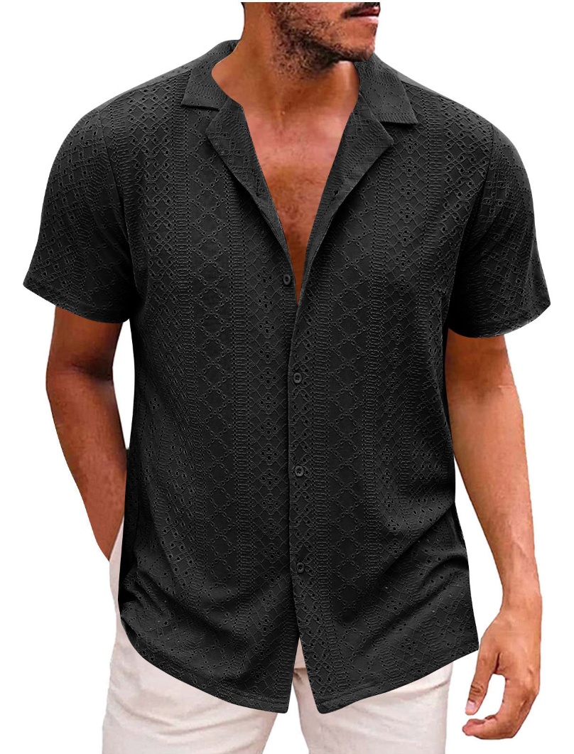 👔 Men’s Knit Button-Up Polo Shirt