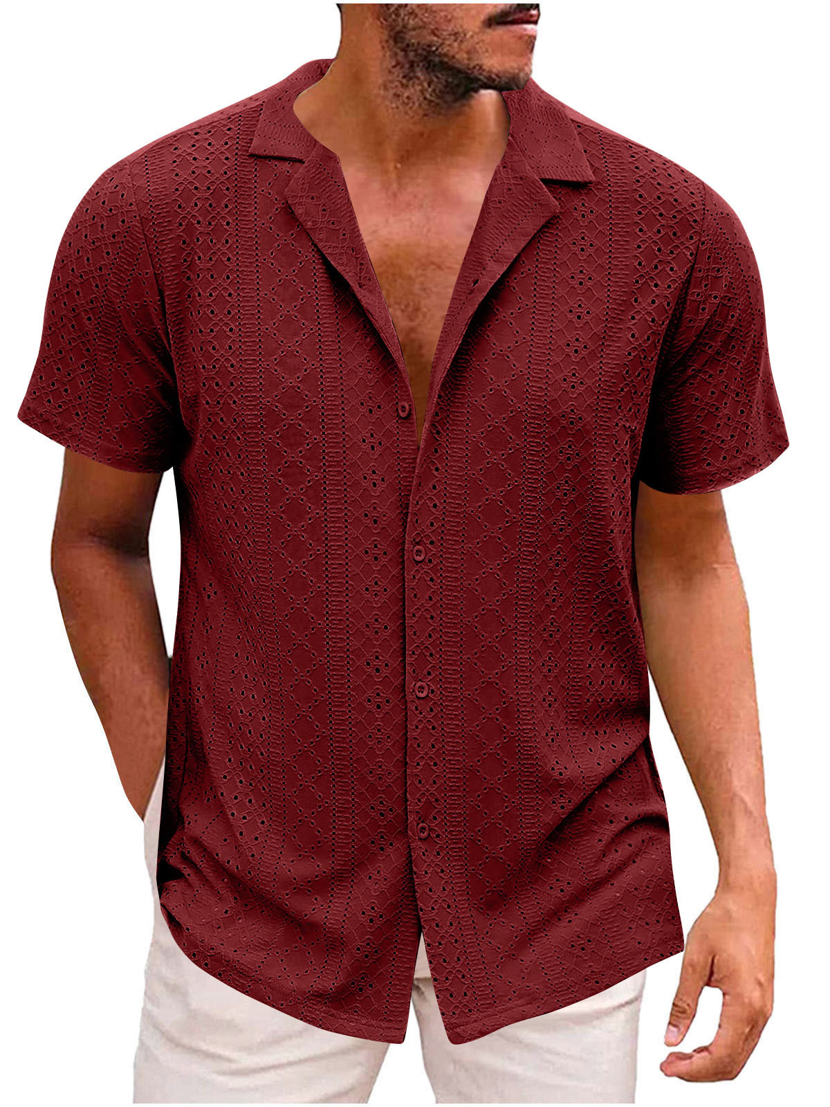 👔 Men’s Knit Button-Up Polo Shirt