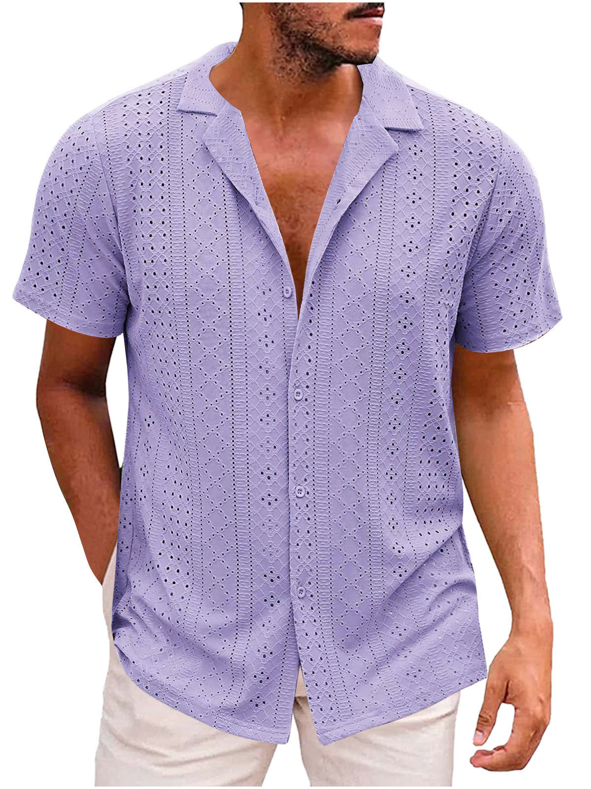 👔 Men’s Knit Button-Up Polo Shirt